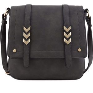 Charcoal grey double compartment cross body bag